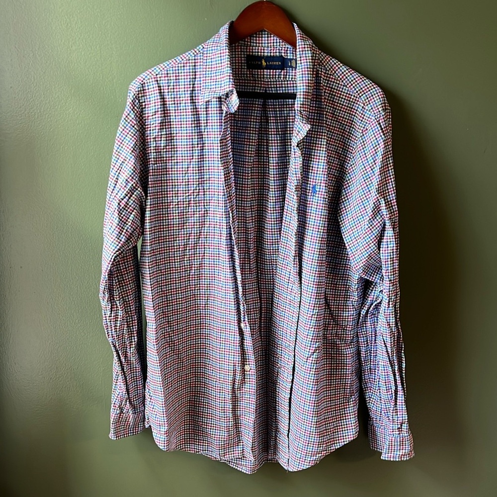 Ralph Lauren Polo Button Up - L - Plaid 100% Cotton